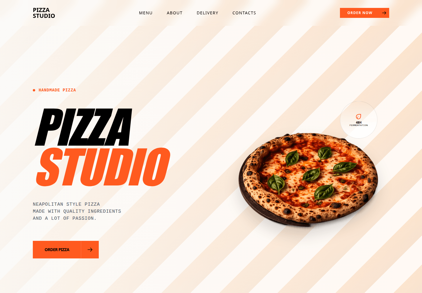 Головний екран концепту сайту Pizza Studio
